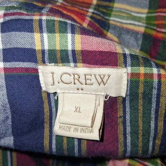 EUC J. Crew Factory Madras Size XL Plaid Button Down Shirt Dress!! - Picture 9 of 14